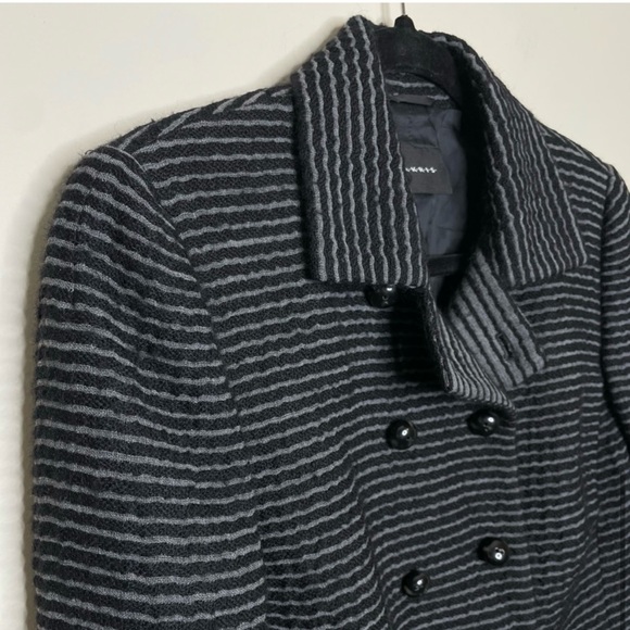 AKRIS Wool Blazer Jacket Striped Black Gray Preppy Layering Business Winter 12 - Picture 8 of 11